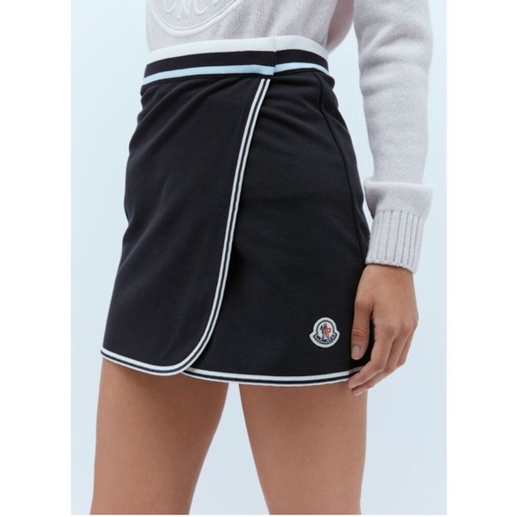 MONCLER Wraparound Mini Skirt logo-patch wrap tennis skirt Small S New NWT
